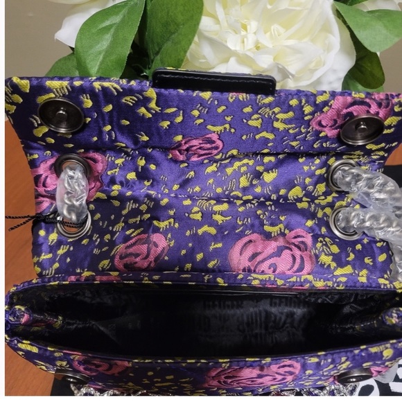 Kurt Geiger London Mini Purple Kensington Floral Crystal Crossbody Bag - Picture 13 of 14